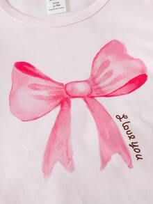 SHEIN Vintaside Kids 6件套女婴幼儿新生儿0-3岁春夏新款可爱水彩蝴蝶结纯色T恤短裤套装 - 彩色 - 查看 3