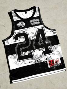 ROMWE MEN Prep 2026 Spring/Autumn/Summer Men's Fashion Casual Digital Print Sleeveless Top, Street Style Tank Top - Multicolor - View 6