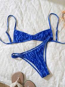 Elavelle Bộ 2 món bikini hai mảnh in họa tiết ngẫu nhiên dành cho nữ, kiểu dáng gợi cảm, thích hợp cho mùa hè. - Nhiều màu - Xem 3