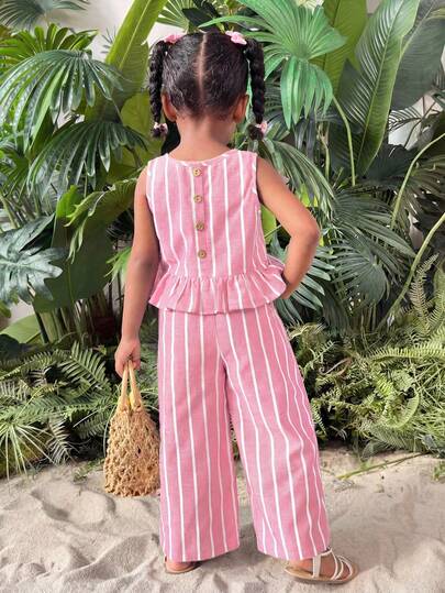 SHEIN Baby Girl Vacation Casual Ditsy Floral Halter Sleeveless Top And Ditsy Floral Straight Leg Pants Set,Girls Pink Striped Sleeveless Jumpsuit With Button Back And Ruffled Peplum Waist Wide Leg For Summer
Toddler Girls Casual Pink And White Striped Sleeveless Button Back Peplum Top And Wide Leg Pants Set
Kids Summer Fashion Pink Striped Sleeveless Jumpsuit With Button Detail And Ruffle Hem For Girls,Youth Girl Clothes Summer
Youth Clothing Romper Sets
2 Piece Set
Young Girls Clothes
Zoo Outfit Toddler,Baby-Baby Girls Clothing-Baby Girls Sets-Baby Girls Tank Top Co-Ords
Kids-Tween Girls Clothing-Tween Girls Sets-Tween Girls Tank Top Co-Ords
Women Apparel-Women Clothing-Women Co-Ords-Women Two-Piece Outfits