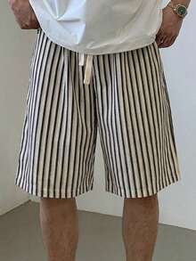 DAZY Pantalones cortos casuales con cintura elástica y rayas para hombres - Multicolor - Ver 3