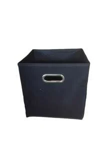 1 pieza Caja de almacenamiento de tela no tejida (sin tapa), cuadrada, con asas de metal, plegable, para almacenamiento y organización de ropa, organización de gabinetes del hogar - Negro - Ver 6