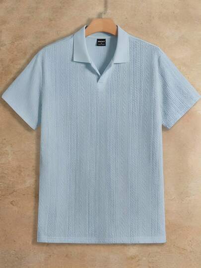 HIMLAND Men's Solid Color Casual Short Sleeve Polo Shirt For Summer
