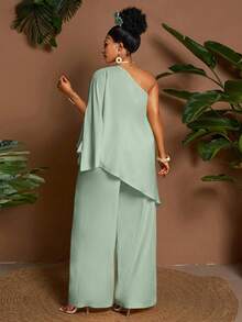 Maweii 2pcs/Set Atasan & Celana Pendek Longgar Warna Kuning Kasual untuk Liburan dan Perjalanan, Ukuran Plus, Cocok untuk Musim Semi, Musim Panas, Musim Gugur - Mint Green - View 2