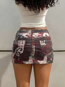 StreetHx Chân váy ngắn ôm sát in họa tiết, kiểu dáng thường ngày, gợi cảm, đa năng dành cho nữ. - Nhiều màu - Xem 2