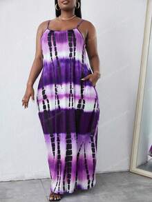 SHEIN CURVE+ Plus Size Women's Gradient Camisole Dress, Pocket Dress - Multicolor - View 10