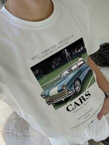 DAZY 男士白色字母印花短袖T恤，夏季款 - 白色 - 查看 1