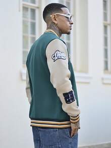 Devon Thys Men's Casual Long Sleeve Rave Baseball Jacket, Minimalist Fashion For Everyday Wear, For Fall - Multicolor - View 4