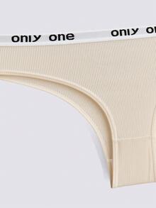 Loungeista 4pcs Women Elastic Letter Waistband Comfort T-String Briefs - Multicolor - View 6