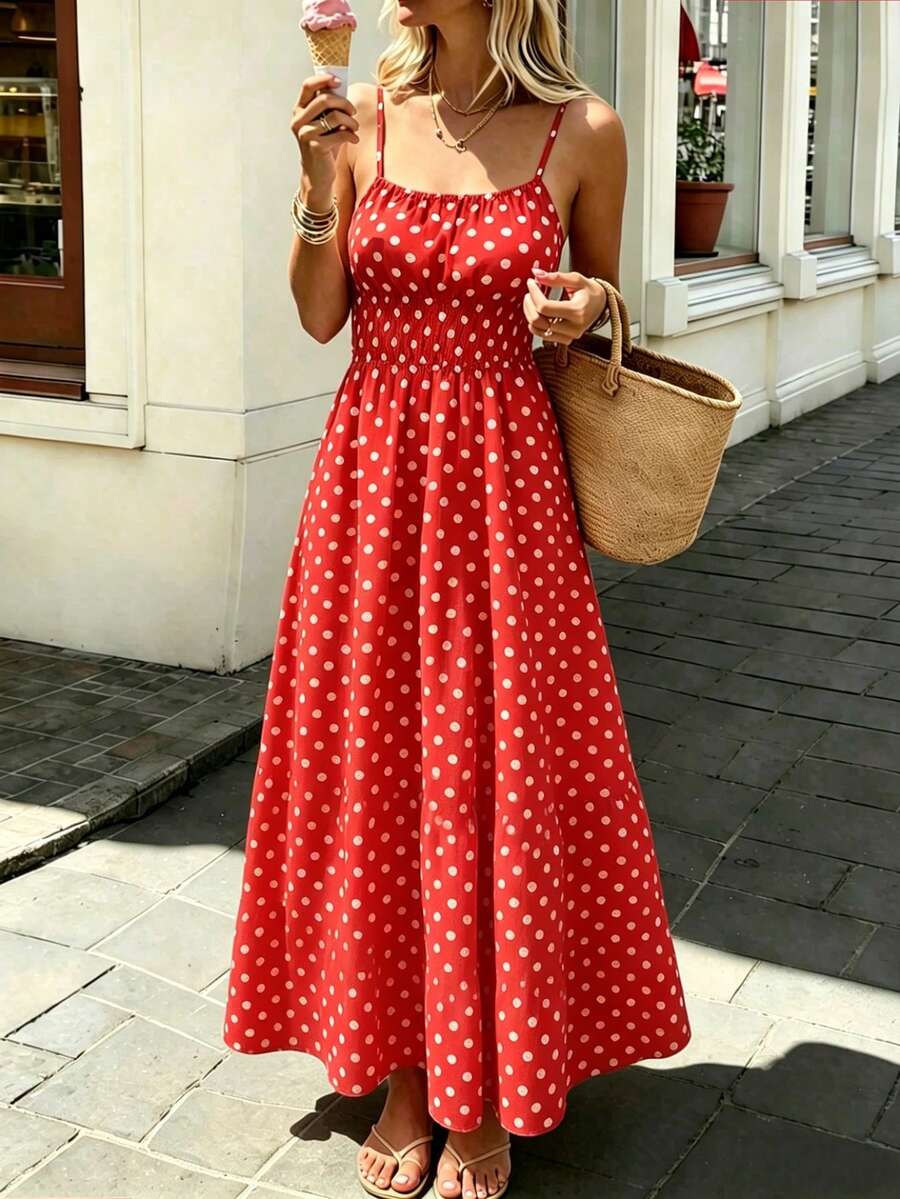 Pariaura French Style Polka Dot Slip Dress For Women Women's Summer Dresses Women Casual Dresses Women Holiday Dress Women's Summer Outfits