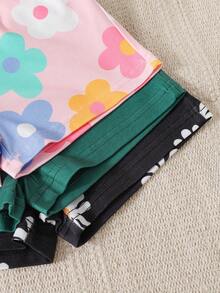 SHEIN Vintaside Kids 6件套女婴幼儿新生儿0-3岁春夏新款可爱雏菊、彩色花朵、纯色T恤和短裤套装 - 彩色 - 查看 6