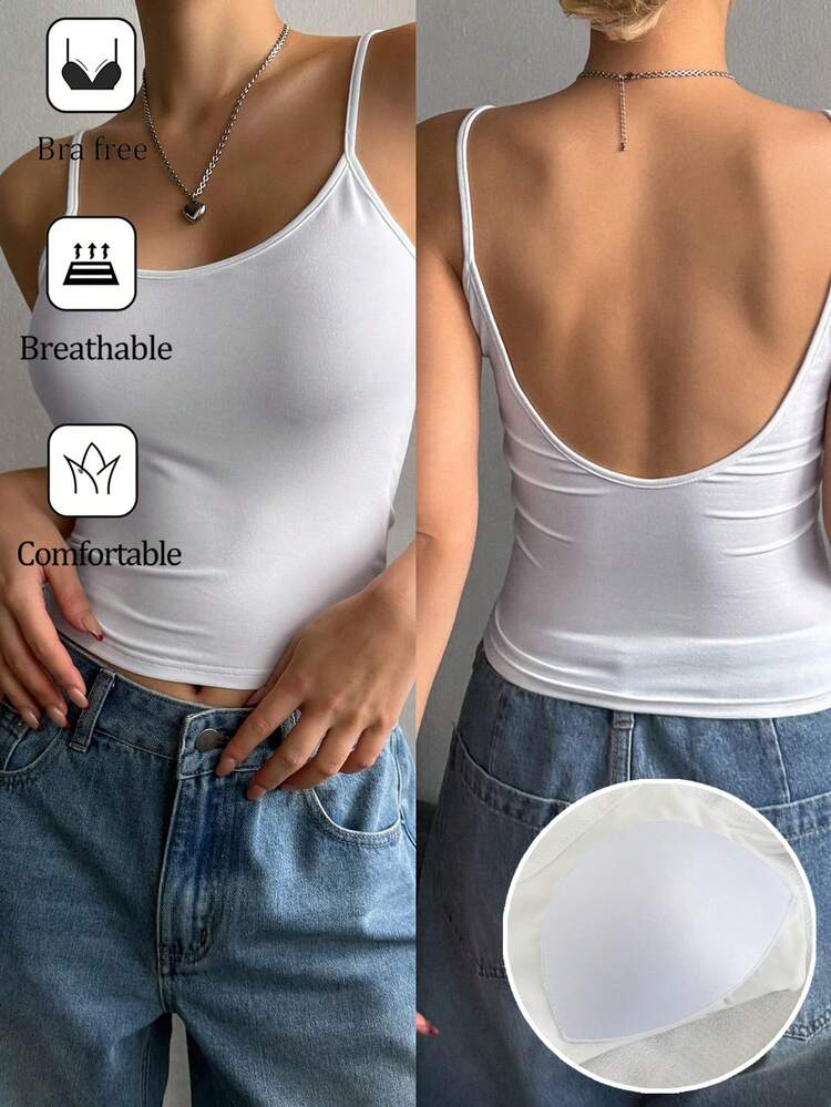 Women's Solid Color Fitted Backless Camisole