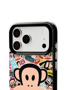 Paul Frank X SHEIN Paul Fr Ank "Sticker Bomb" Graffiti Print Phone Case, Shockproof TPU Protective Shell Compatible With IPhone 14/15/16 Pro Max - Multicolor - View 4
