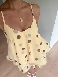 Siren Gaze Women's Layered Ruffle Hem Chiffon Camisole, Elegant Date Night Top For Summer,Summer Top - Light Yellow - View 3