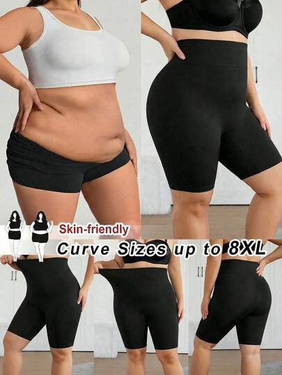SHEIN CURVE+ Quần legging bó sát, màu trơn, co giãn, cỡ lớn, giúp thon gọn vóc dáng.