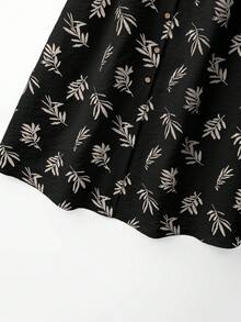 SHEIN Franclia 女士植物印花圆领无袖连衣裙 - 黑色 - 查看 9