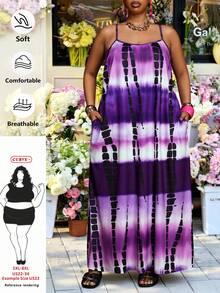 SHEIN CURVE+ Plus Size Women's Gradient Camisole Dress, Pocket Dress - Multicolor - View 9