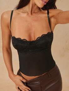 SHEIN BAE Petite 女士休闲纯色PU皮短裤，适合夏季日常通勤 - 棕色 - 查看 4