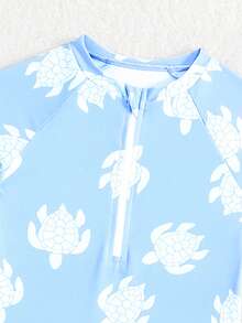 Áo tắm liền thân in hình rùa biển hoạt hình cho bé trai, thích hợp cho kỳ nghỉ hè ở bãi biển, hồ bơi, đồ bơi cho bé trai. - Màu xanh lam - Xem 5