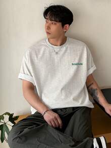 DAZY Men's Summer Mountain Slogan Printed Casual Round Neck Short Sleeve T-Shirt - Light Grey - View 7