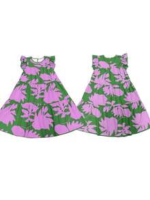 EMERY ROSE Gaun Kasual Longgar Wanita dengan Motif Geometris, Leher Bulat, dan Lengan Berkerut - Purple - View 4