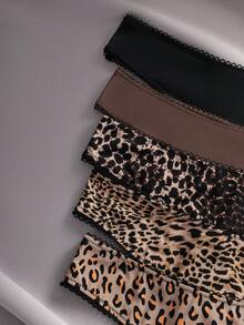 EmpressEnvy 5-Pack Plus Size Leopard Print Thong Panties, Casual Collection ClassicAnimalPrint - Multicolor - View 4