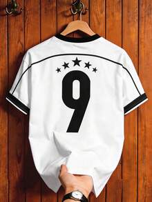 Aesthetic Post 美国棒球球衣短袖男士复古运动T恤 纽约俱乐部24号图案T恤 撞色网眼拼接T恤 - 白色 - 查看 2