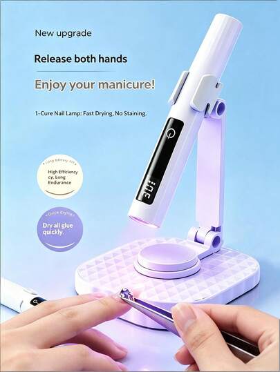 Teckwe 1个迷你便携式UV LED美甲灯，带360度左右旋转支架，适用于家庭、沙龙、旅行美甲，内置200mAh电池，不含充电线，是完美的高品质礼物。