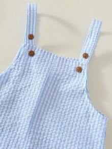 SHEIN Bộ 2 món cho bé trai gồm yếm và mũ tai bèo, trang phục thường ngày mặc ở nhà, đi nghỉ mát, đi biển. - Nhiều màu - Xem 4
