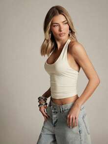 Hauture Women's Hardware Detail Halter Top - Cream - View 6