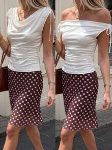 Pariaura 2026 Summer Daily Wear, Party Brunch, Work Knit Crepe White T ...