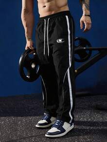 GymBeat Men's Straight Leg Printed Sports Pants - Blue - View 3