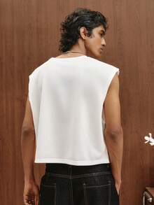 TOKVUE Áo tank top dáng ngắn rộng rãi phong cách Mỹ cổ điển dành cho nam của PAVTROS - trắng - Xem 4