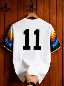 Aesthetic Post Football Soccer Style   Serrated Print Short Sleeve Soccer Jersey Men's Graphic T-Shirt Graphic T-Shirt Men's Fashionable Sports Jacket Men's Soccer/Football T-Shirt Men Shirt Men Tops  World Cup Shirts - Multicolor - View 4
