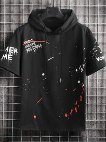 Manfinity Homme Men's Loose Casual Street Graffiti Black T-Shirt - Black - View 1
