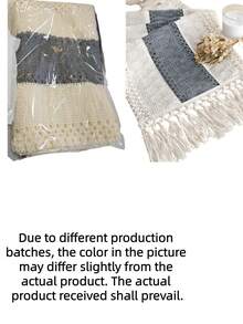 1pc Boho Table Runner Macrame Table Runners For Home Decor ,Cream & Gray Macrame Table Runner With Tassels For Boho Dining Bedroom Decor Rustic Bridal Shower,Farmhouse Rustic Table Runner,Place Mat, Valentine's Day Decoration, Gift Decor, Wedding Decor, (Multiple Sizes Available) - Grey - View 8
