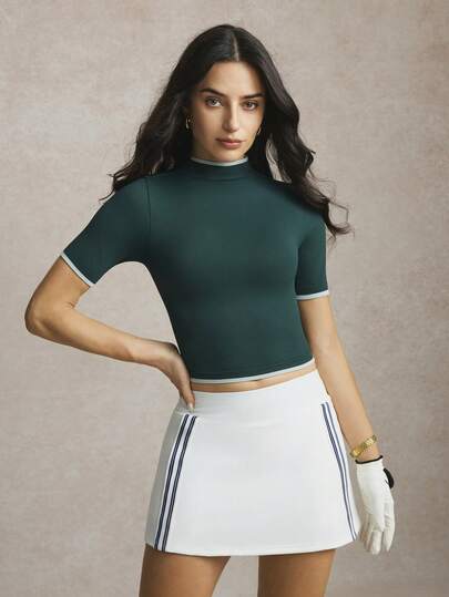 Activina Striped Casual Minimalist Summer Leisure Fitness Sports Skirt Shorts Everyday Leisure Golf Tennis Four-Sided Elastic Skin-Friendly All Year Round Summer Workout