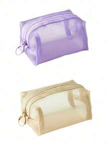 1/2 túi lưới đựng đồ du lịch, làm bằng nylon, chống trầy xước, không dễ bị rách, ví đựng tiền xu mini, túi đựng tai nghe, túi đựng cáp dữ liệu, túi bỏ túi di động, túi đựng đồ trang điểm có khóa kéo, túi đựng đồ mini, quà tặng ngày lễ - Nhiều màu - Xem 24