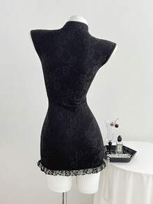 Elamini Đầm không tay thanh lịch dành cho nữ với thiết kế cổ buộc dây. - màu đen - Xem 2