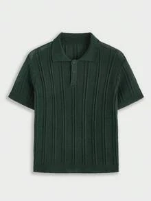 EASEVO Manfinity Men's Plus Size Solid Color Short Polo Collar Knit Top - Green - View 2