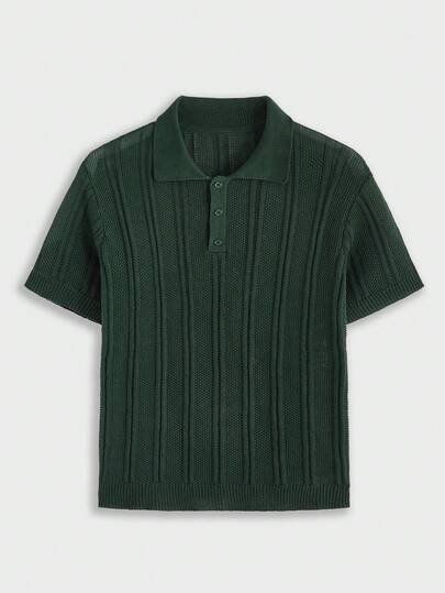 EASEVO Polo de punto de cuello corto de unicolor para hombres de talla grande de Manfinity