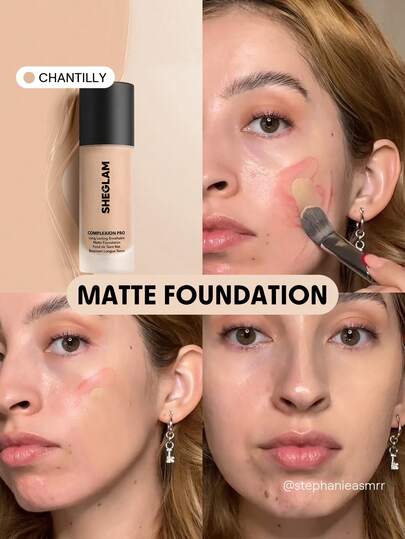 SHEGLAM Complexion Pro 持久透氣霧麵粉底液-Chantilly 霧面防汗粉底液控油全面遮瑕無孔遮瑕防水無瑕不褪色輕薄液體粉底液 品牌 美容 化妝 化妝品 適合女性與女孩 完美搭配夏季春季 Y2K 時尚 流行 生日 母親節禮物 假期 派對準備就緒 最佳顏色