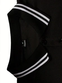 Manfinity Homme 春季新款休闲户外男士运动套装，短袖上衣和短裤，面料柔软舒适，可机洗，适合健身、户外活动和日常休闲穿着，可作为男士礼物 - 黑色 - 查看 4