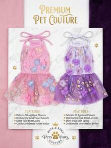 PETSIN Quần áo cho chó, quần áo cho mèo, váy cho thú cưng, bộ sưu tập xuân/hè mới, váy cho cún con, váy công chúa đa năng, họa tiết kẻ sọc, quần áo cho động vật nhỏ, kem chống nắng mát mẻ - Nhiều màu - Xem 5