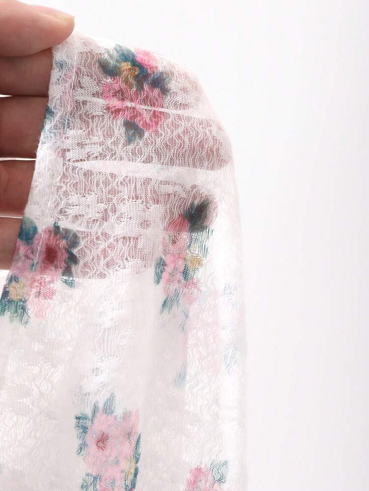 Sheer Lace Patchwork Ditsy Floral Mesh Camisole Waist Short Sexy Nightgown For Women