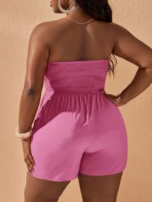 Slaydiva Women's Pastel Pink Summer Boho Vacation Romper,Casual Off-Shoulder Sleeveless Jumpsuit,Plus Size Western Wear,Old Money Style Festival Rave Outfit - Pink - View 2