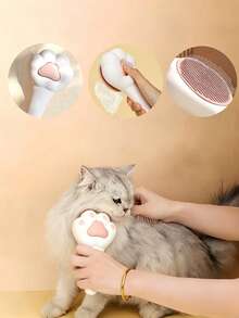 猫咪脱毛刷和按摩梳二合一 - 可爱的爪形设计美容工具，符合人体工程学的宠物毛发去除器，可控制脱毛，温和美容，缓解压力，居家水疗，猫咪亲密接触必备 - 白色 - 查看 1