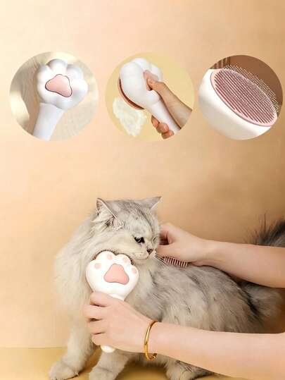 Bàn chải loại bỏ lông rụng & lược massage cho mèo 2 trong 1 - Dụng cụ chải chuốt thiết kế hình móng vuốt dễ thương, Dụng cụ loại bỏ lông thú cưng tiện dụng để kiểm soát tình trạng rụng lông, Chải chuốt nhẹ nhàng, Giảm căng thẳng, Spa tại nhà, Thiết bị thiết yếu để gắn kết mèo