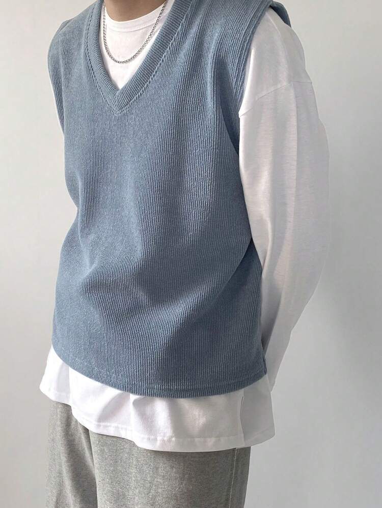 Men Cotton Solid Drop Shoulder White Long Sleeve T-Shirt Tee,Fall,Back To School