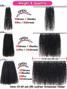 Boho Braids 人发钩编卷曲羽毛钩编人发无结预分离隐形奇迹结接发，女士轻盈可重复使用真发接发，自然黑色 - Natural Black - 查看 9